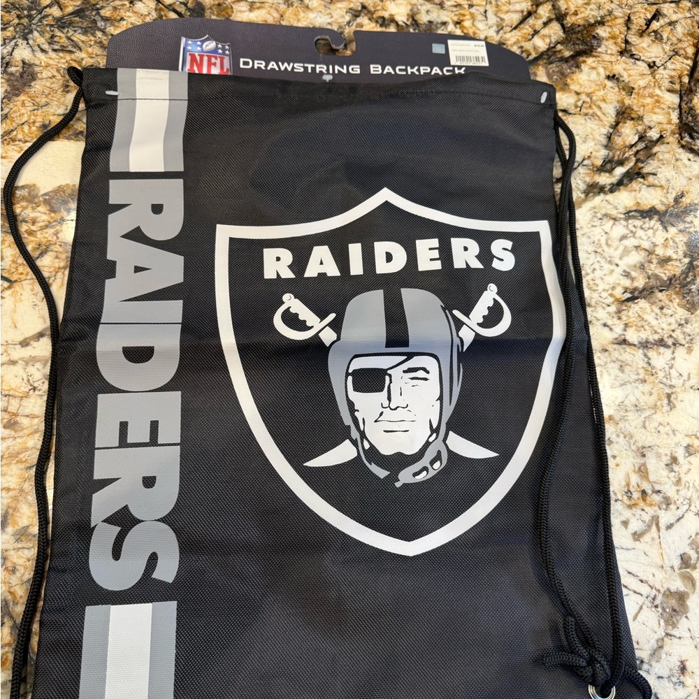 Raiders Black Drawstring Backpack